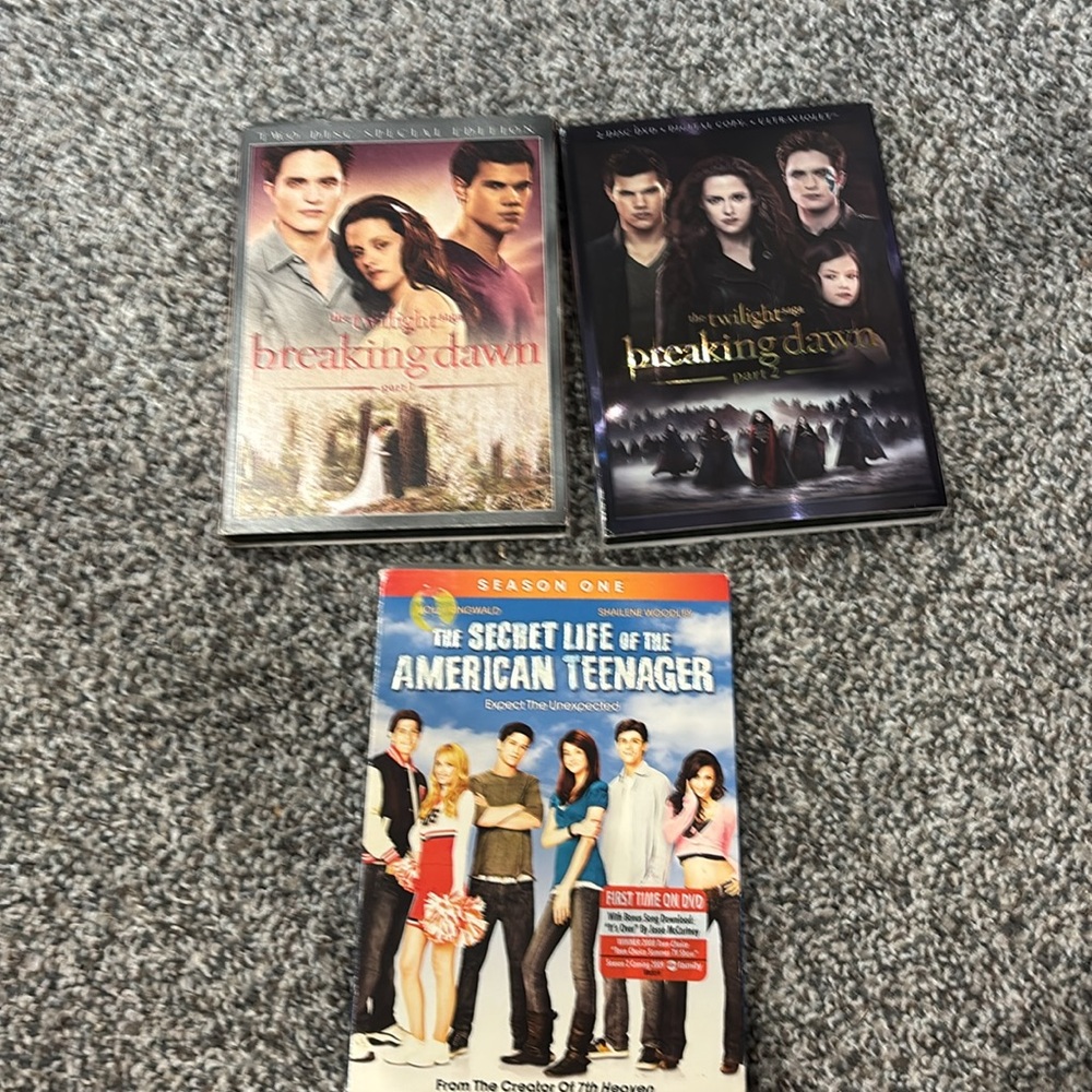 The Twilight Saga Breaking Dawn- Part 1 & Part 2 DVD, secret life.. season 1 DVD